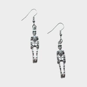 Silver Skeleton Drop Earrings